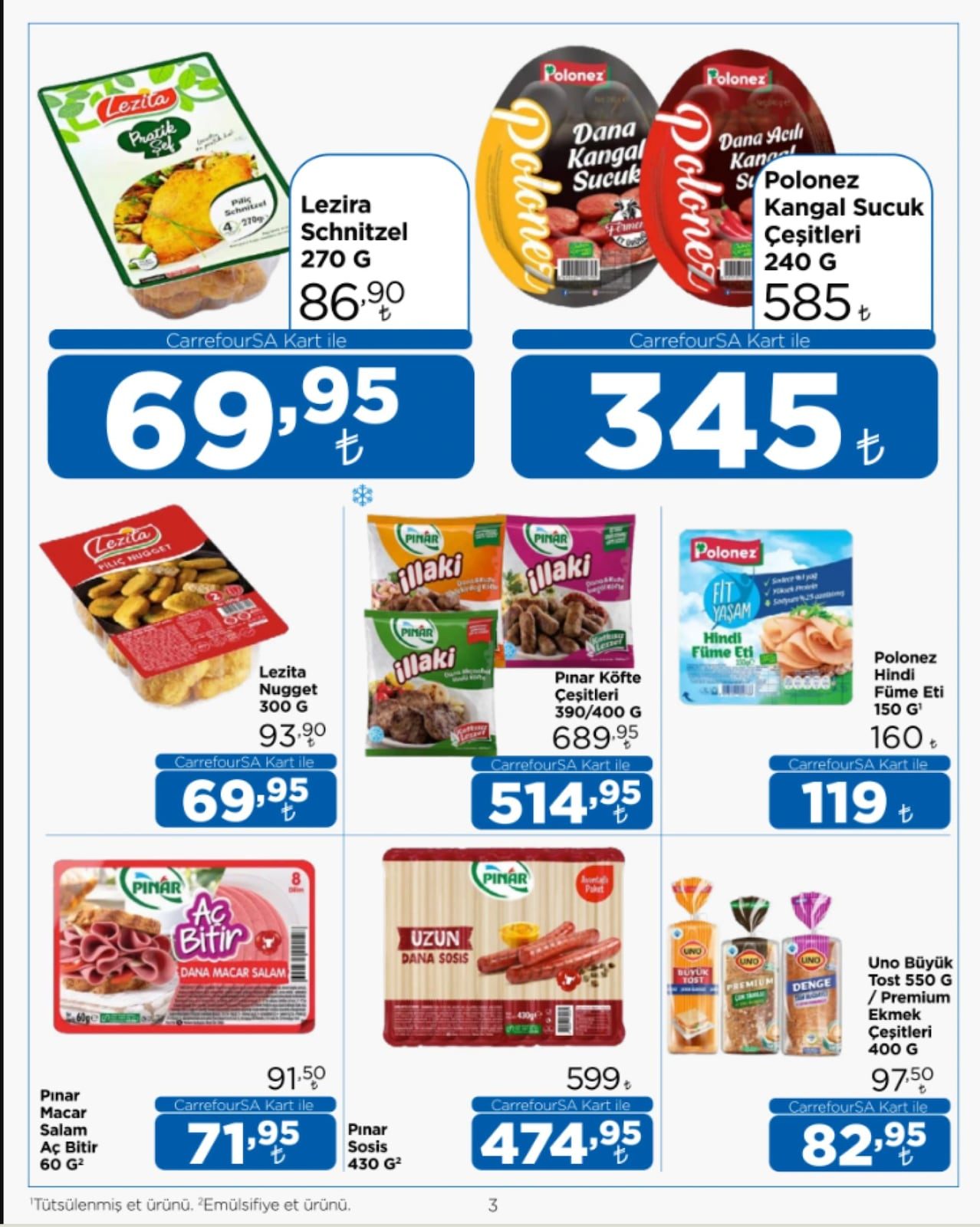 CarrefourSA 1-15 Ekim Kataloğu - 3. Sayfa (Şarküteri, Kangal Sucuk, Köfte, Sosis & Ekmek)